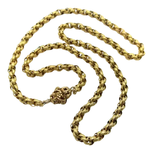 Early 19th Century 14k Gold Georgian Muff Chain With Flowered Barrel Clasp