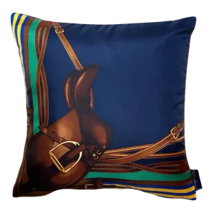 Ralph Lauren Equestrian Vintage Silk Scarf Pillow Saddle