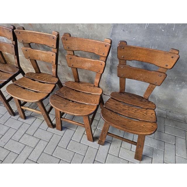 1970s Brutalist Oak Dining Chairs, 1970s, Set of 4 For Sale - Image 5 of 18