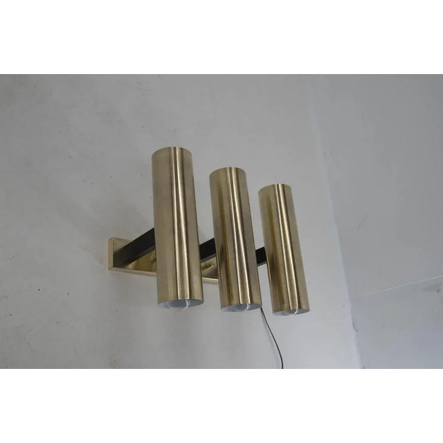 Large wall lamps custom made for cinema hall in 1970s. Four items available. Restored: new black paint, new white paint...