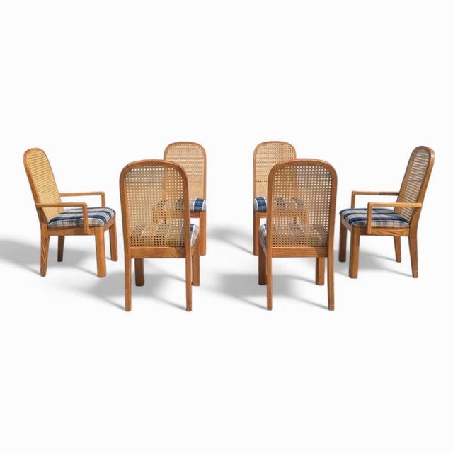 Wood Postmodern Cane Back Dining Chairs by Douglas, Set of 6, 1980s For Sale - Image 7 of 18