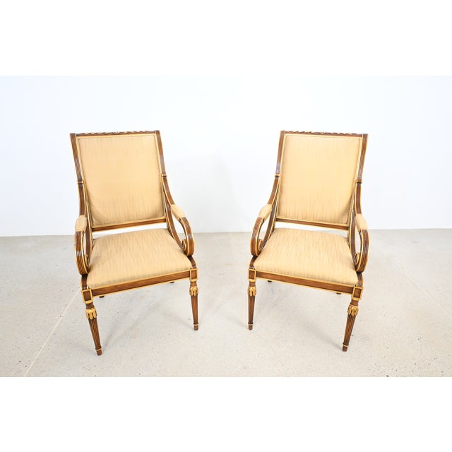 1980s Karges Furniture Louis XVI–Style Dining Armchairs With Gilt Accents – Pair For Sale - Image 5 of 17