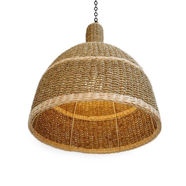 Contemporary Coastal Contemporary Kuba Seagrass Pendant Light Small For Sale - Image 3 of 10