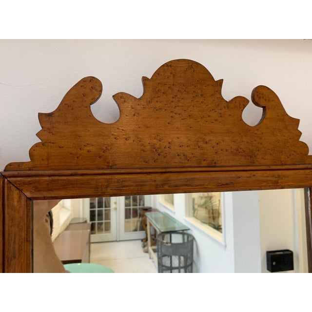 Wood Antique Chippendale Style Bird’s-Eye Maple Wall Mirror For Sale - Image 7 of 7