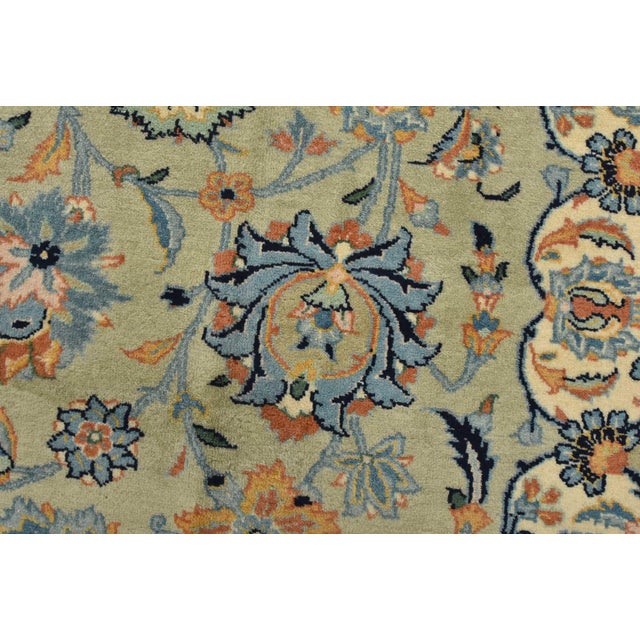 Fine Kashan Rug 9’9” X 12’5” Blue Wool Vintage Hand-Knotted Carpet For Sale - Image 4 of 15