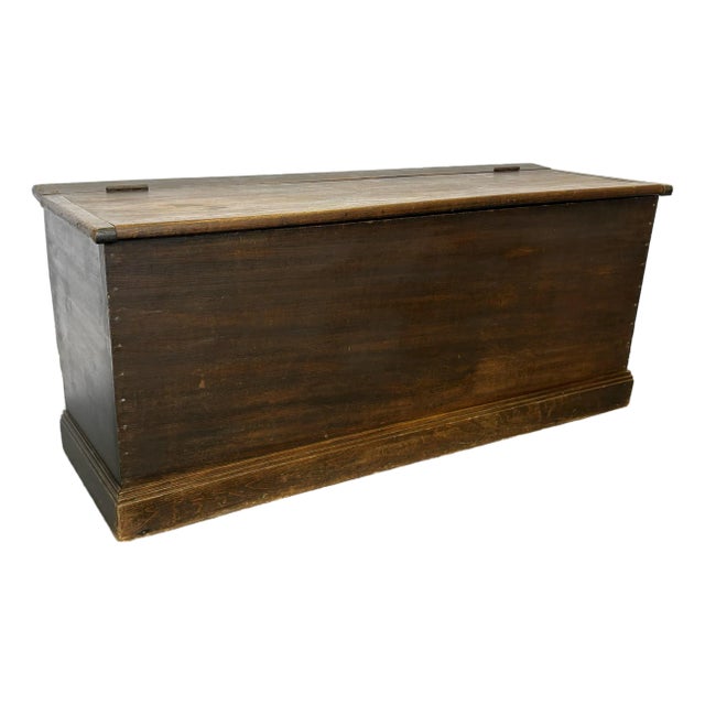 Early 20th Century Handmade Wood Blanket Chest With Hinged Lid For Sale