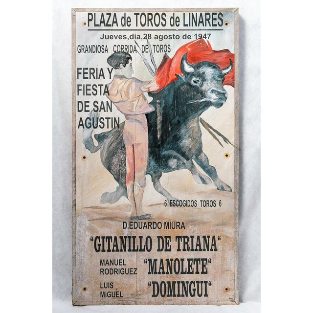 Historic Hand-Painted Manolete's Final Bullfight Sign, 1947 For Sale - Image 8 of 10