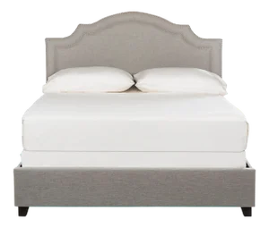 Upholstered Bed in Light Grey & Silver - Queen