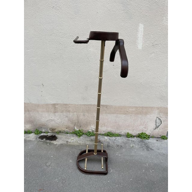 Metal Stitched Leather Valet de Nuit by Jacques Adnet, 1950s For Sale - Image 7 of 10