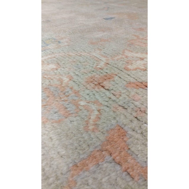Antique Oushak Carpet, Oriental Rug, Handmade Pale Green, Soft Pink and Ivory For Sale In New York - Image 6 of 18