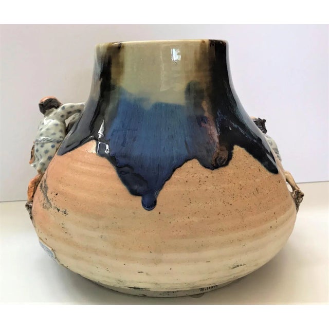 1920s 1920s Sumida Gawa Vase With Figures by Famous Potter Ishiguro Koko For Sale - Image 5 of 12