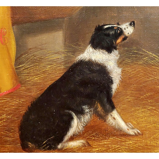 Brown Edwin Loder -Horse & English Shepherd Dog in a Stable-1885 Oil Painting For Sale - Image 8 of 13