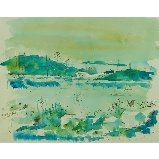 Alfred Birdsey Bermuda Harbour Watercolour Provenance: The Susie Hilfiger Collection For Sale - Image 9 of 11