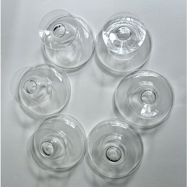 Mid 20th Century Wide Clear Glass Pedestal Dishes - Set of 6 For Sale - Image 10 of 13
