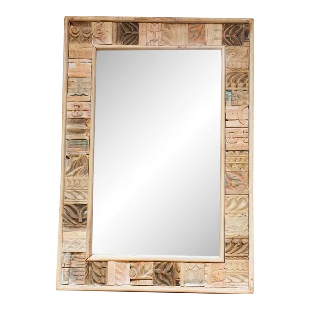 Abstract Carving Indian Mirror For Sale