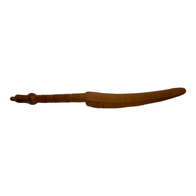 Early 20th Century Hand Carved Wooden Suriname Laundry Beater Made by Maroon People For Sale