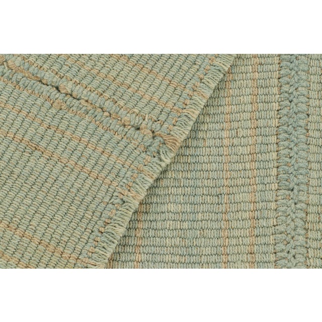 Textile Rug & Kilim’s Contemporary Kilim in Blue and Beige Textural Stripes For Sale - Image 7 of 7