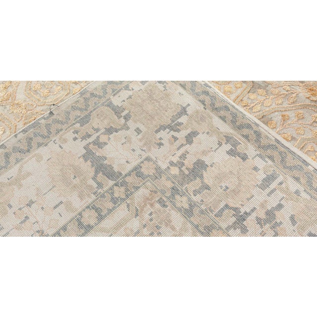 Greige Traditional Inspired Gold Green High-Low Rug by Doris Leslie Blau For Sale - Image 8 of 8