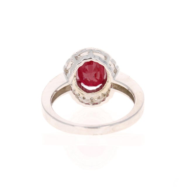 Roshe Jewels 2.99 Carat Natural Ruby Diamond Ring in 14k White Gold, Size 7 For Sale - Image 4 of 8