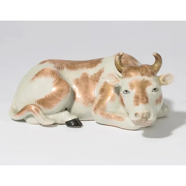 Antique 19th Century Chinese Export Porcelain Cow Figure For Sale - Image 4 of 12