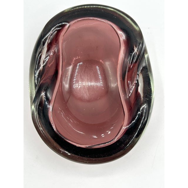 Mid-Century Modern MCM Murano Sommerso Glass Geode Catchall For Sale - Image 3 of 14