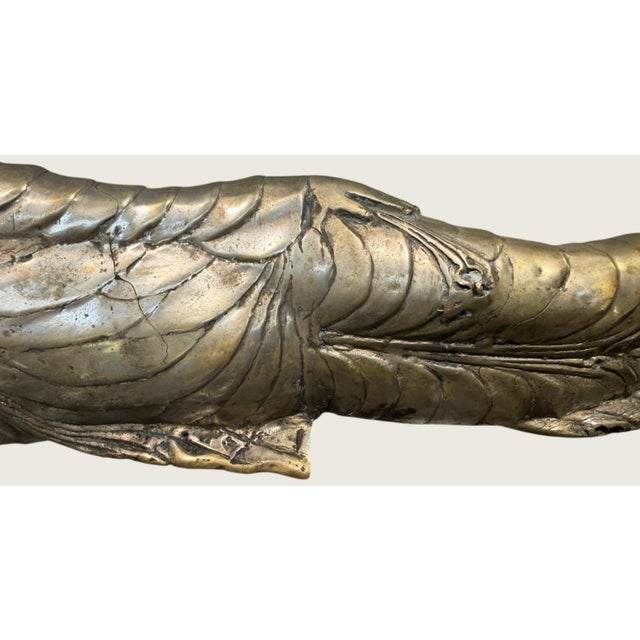 Vintage Thai Reclining Buddha Hollow Cast Brass Sculpture 22.25" Parinirvana For Sale - Image 4 of 12