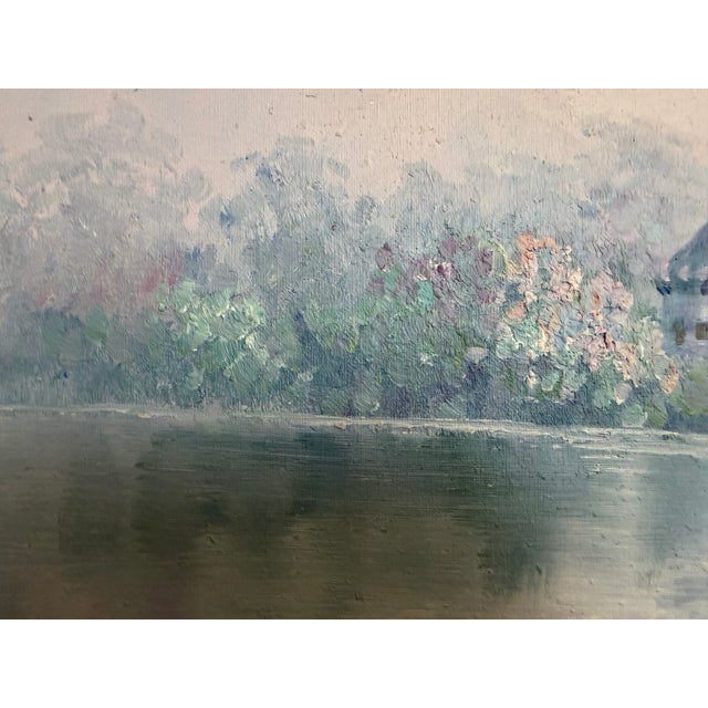 Paint J. Snider Large Oil Painting Impressionist Woman Garden Lake Landscape Art For Sale - Image 7 of 8