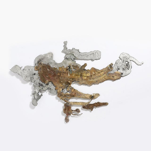 Mid-Century Brass & Aluminum Splash Molten Wall Sculpture Signed Silas Seandel For Sale - Image 10 of 15