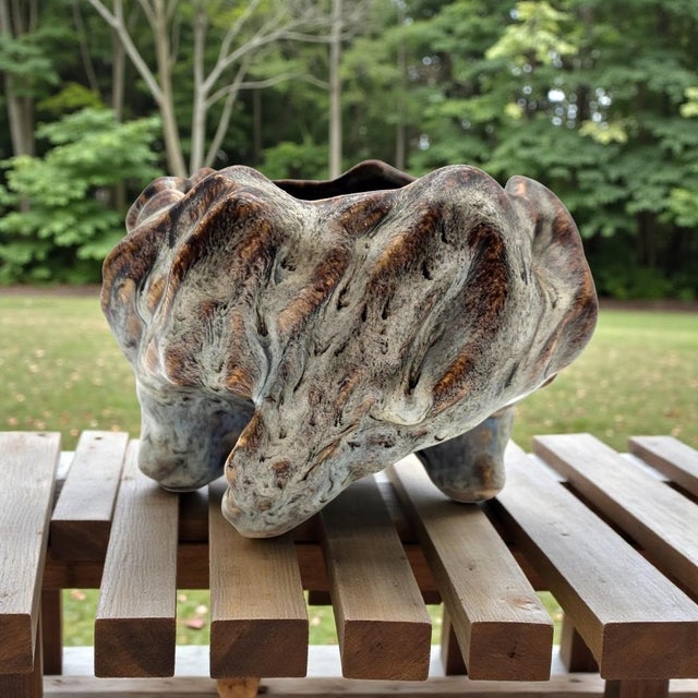 Ceramic Shiwan Ikebana Bowl Chinese Art Pottery Rock Bonsai Planter 6 Inch For Sale - Image 7 of 12