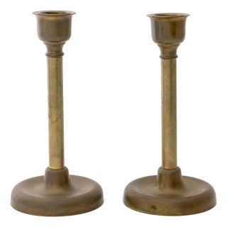 Russian Empire Brass Candlesticks, Pair For Sale