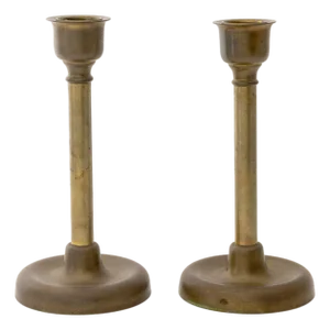 Russian Empire Brass Candlesticks, Pair