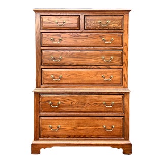 Ethan Allen Canterbury Oak Tall Chest of Drawers For Sale
