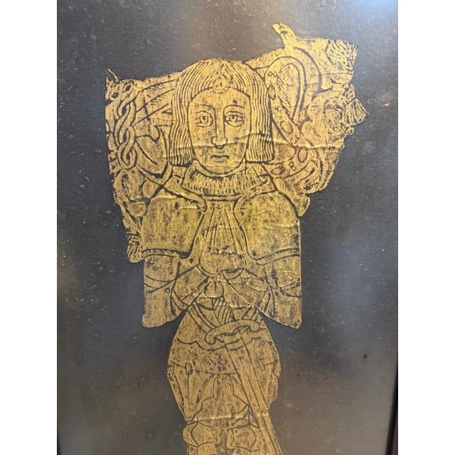 Early 20th Century MidCentury Brass Rubbing of a Medieval Knight Sir John d'Aubernon For Sale - Image 5 of 5