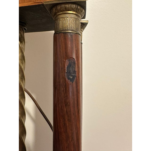 19th C French Empire Rosewood Gilt Bronze Ormolu Portico Clock Case Lamp For Sale - Image 6 of 6