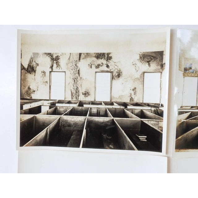 Group of 4 silver gelatin photos circa late 1950's of the frescoes of the South Solon Free Meeting House in rural Maine....