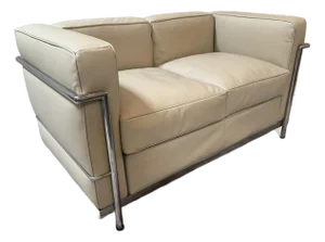Modern Classics Petite Corbusier Style Loveseat, Parchment