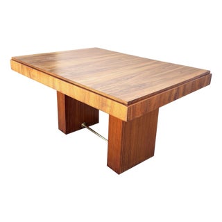 1940s Art Deco Geometric Walnut Dining Table Desk Inspired by Charles Dudouyt For Sale