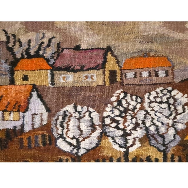 Mid-Century Modern Handwoven Polish Tapestry Wall Rug, 1970s For Sale - Image 4 of 6