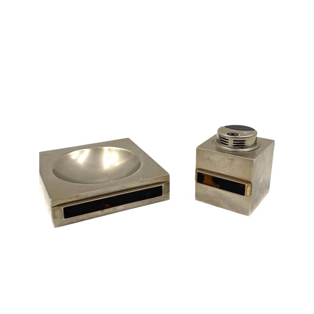 Table Top Smoking Set, Ashtray and Table Lighter, Italy 1970 For Sale - Image 4 of 9