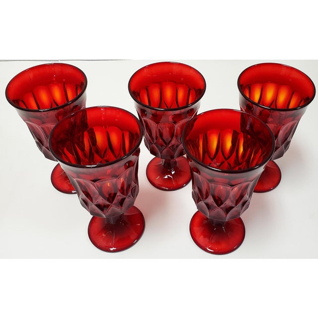 Noritake Ruby Red Goblet Drinking Glasses Set of 5 Chairish