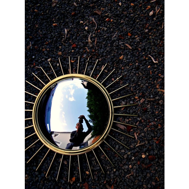 Mid-Century Modern Mid-Century Modern Witch Eye Sunburst Mirror in Gold Brass, 1960s For Sale - Image 3 of 10