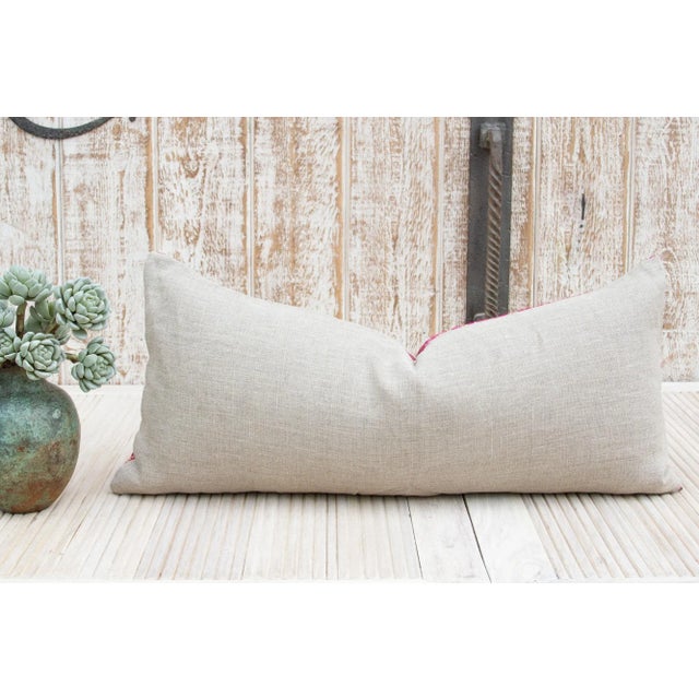 Magenta Antique Lavani Sindh Silk Pillow For Sale - Image 8 of 10