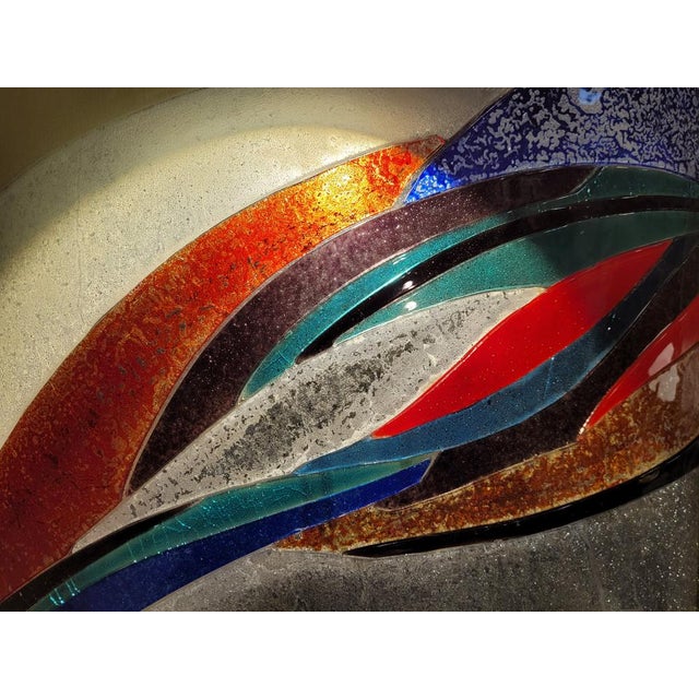 Glass Asymmetrical Polychrome Glass Wall Sconce, France, 21st Century For Sale - Image 7 of 16