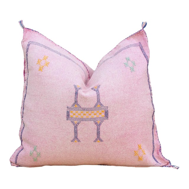 Maia Moroccan Silk Rug Pillow For Sale