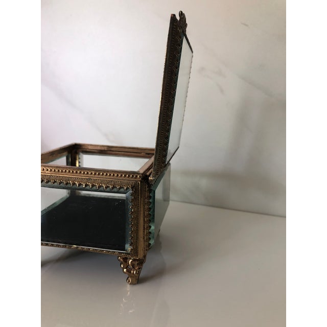 Brass 1950s Cut Crystal and Brass Jewelry Box For Sale - Image 8 of 8