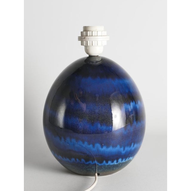 Blue Stoneware Table Lamp by Carl-Harry Stålhane, Sweden, 1970s For Sale - Image 10 of 16