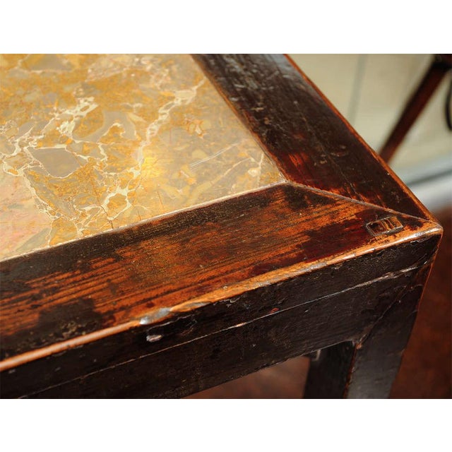 Early 18th Century 1720s Chinese Lacquered Elm and Stone Wine Table For Sale - Image 5 of 6