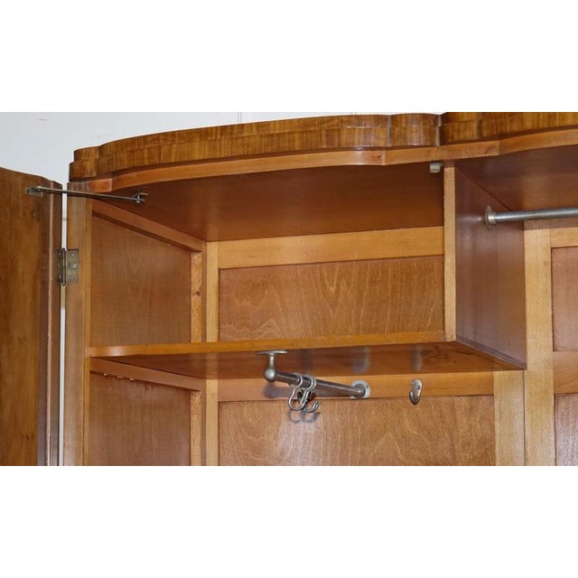 English Art Deco Burr Walnut 2-Door Wardrobe, 1930s For Sale - Image 18 of 18