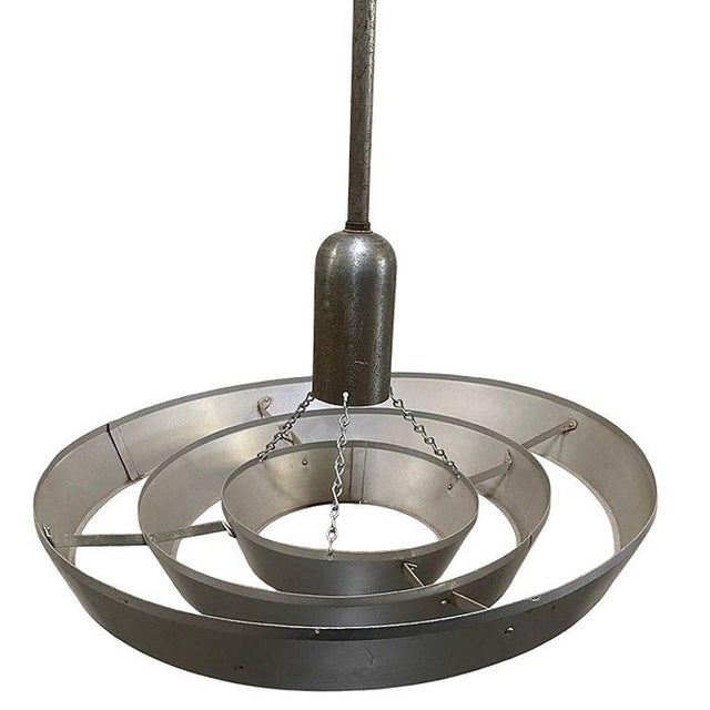 1950s Mid-Century Modern "Saturn" Ceiling Aluminum 19" Pendant by Kurt Versen, Pair For Sale - Image 4 of 8