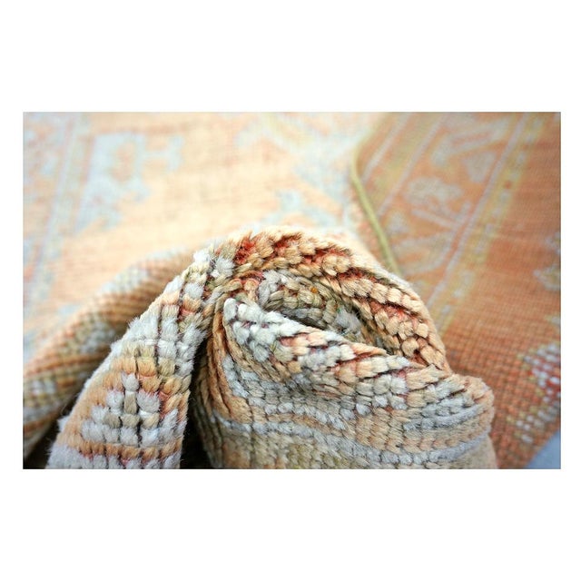 Antique Turkish Oushak 3x11 Golden Beige & Khaki Handmade Runner Rug #1140253 For Sale - Image 13 of 13
